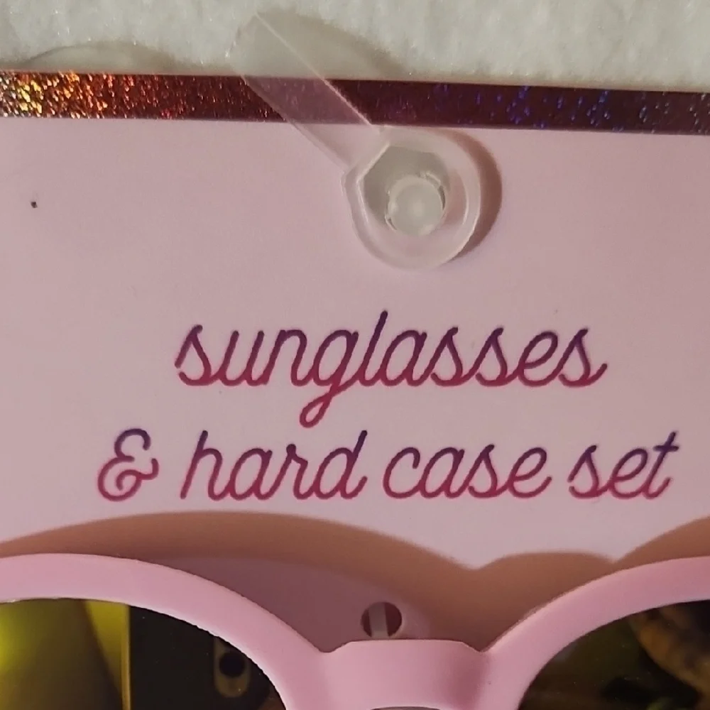 Cracker Barrel Pink Sunglasses with Glittery Rainbow Case